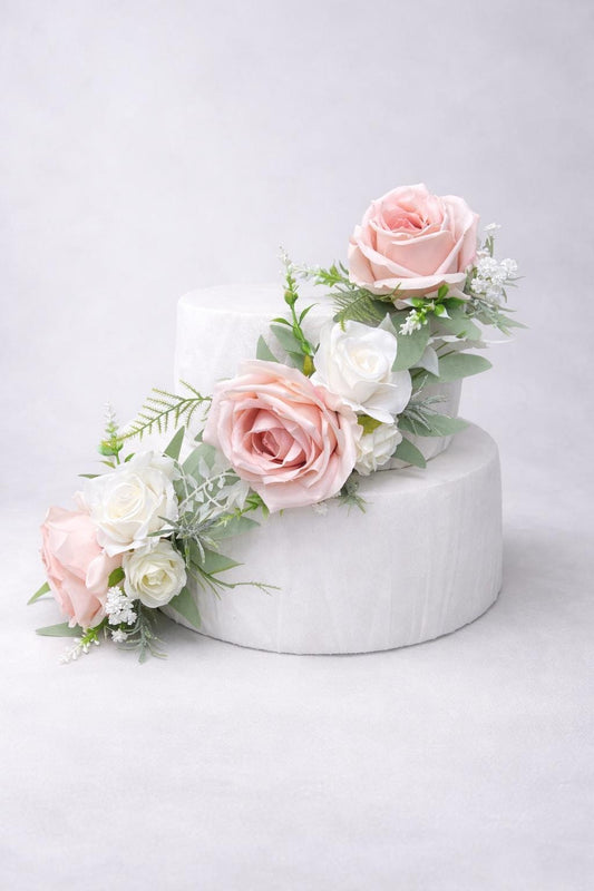 Blush Cake Flowers, Blush Pink White Wedding Cake Decor, Baby Pink Ivory Roses Cake Topper, Rustic Cake Flowers Artificial Reddit
