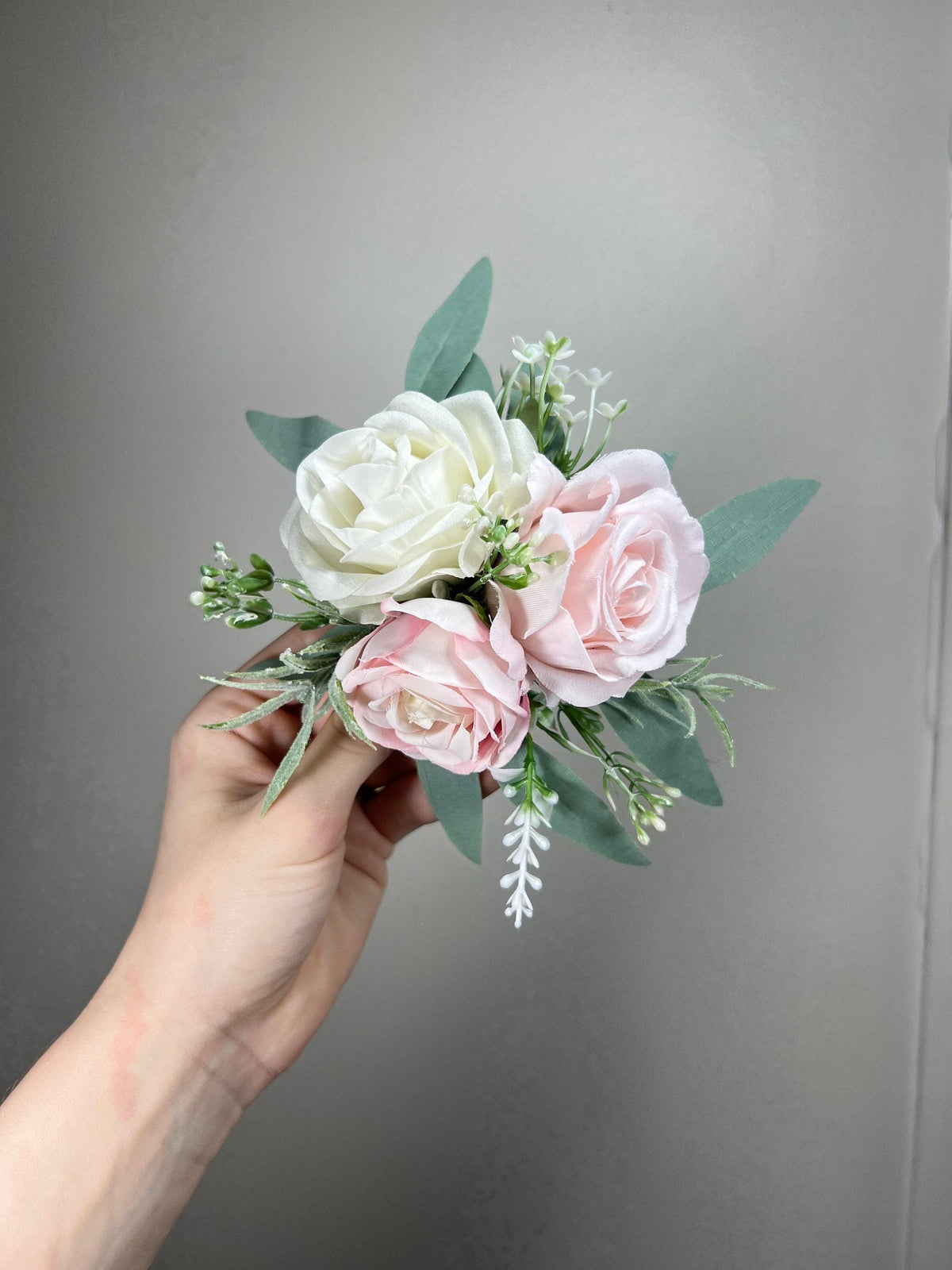 White Pink Cake Decoration Wedding Topper Decor Cake Arrangements Blush Ivory Cake Decoration Artificial Flowers Cake Topper Eucalyptus