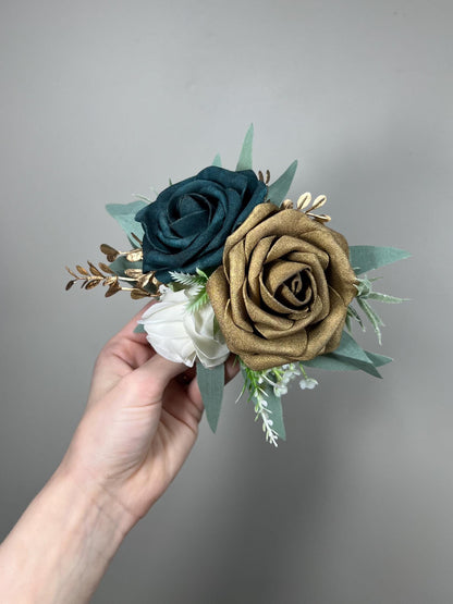 Teal Cake Decoration Gold Cake Topper Dark Teal Decor Cake Arrangements Teal White Wedding Cake Decoration Gold Flower Topper Reddit
