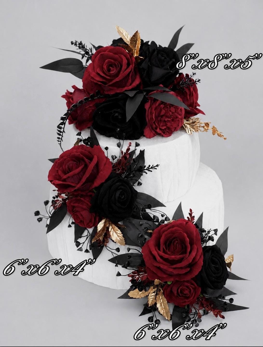 Black Burgundy Cake Decor Flower Wedding Gothic Cake Topper Flowers Black Dark Red Gold Cake Decoration Wine Red Cake Arrangement Reddit
