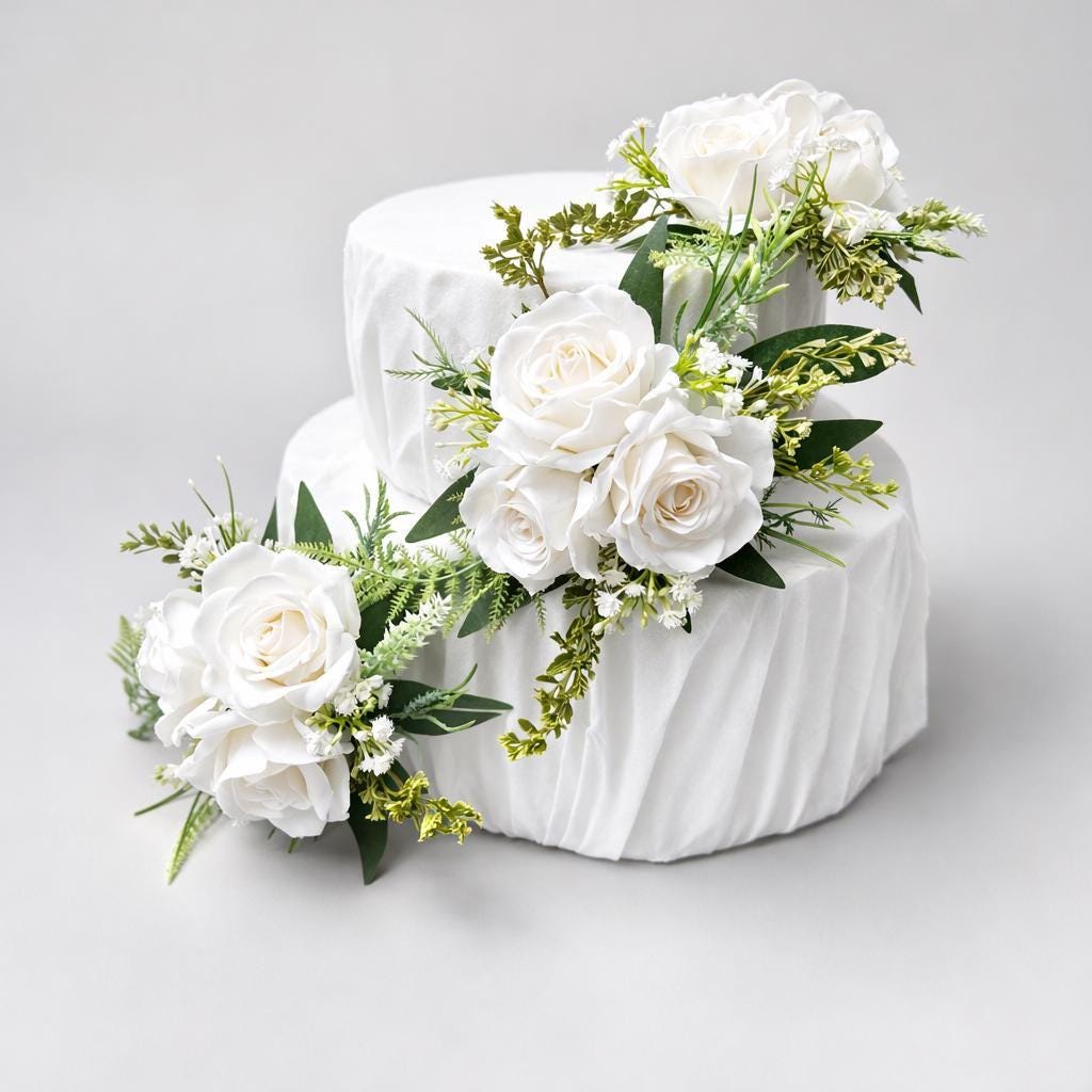 White Artificial Cake Flowers, Wedding White Ivory Roses for Cake Decor Topper Reddit