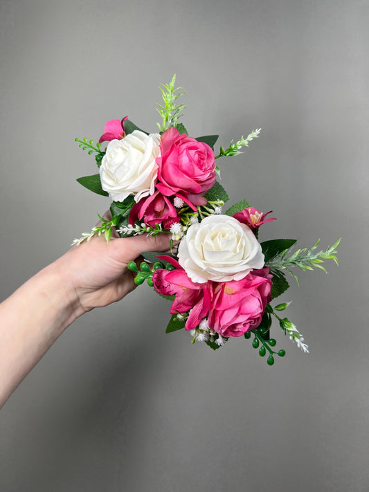 Hot Pink White Cake Decor Wedding Fuchsia Cake Topper Artificial Flowers Orchid Tropical Beach Cake Arrangements Eucalyptus Reddit