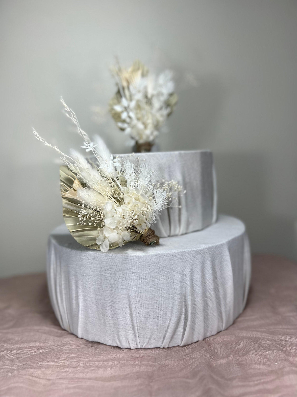 Cake Topper Wedding Decoration Boho Cake Arrangements Wedding NaturalPalms Leaves Cake Decoration White Artificial Dried Flowers Baby Breath