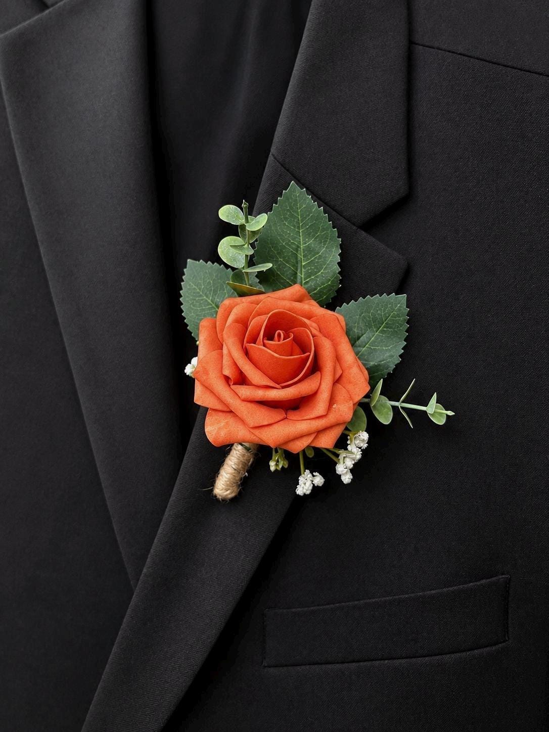 Rose Boutonniere with Eucalyptus - Wedding, Prom & Homecoming Flowers