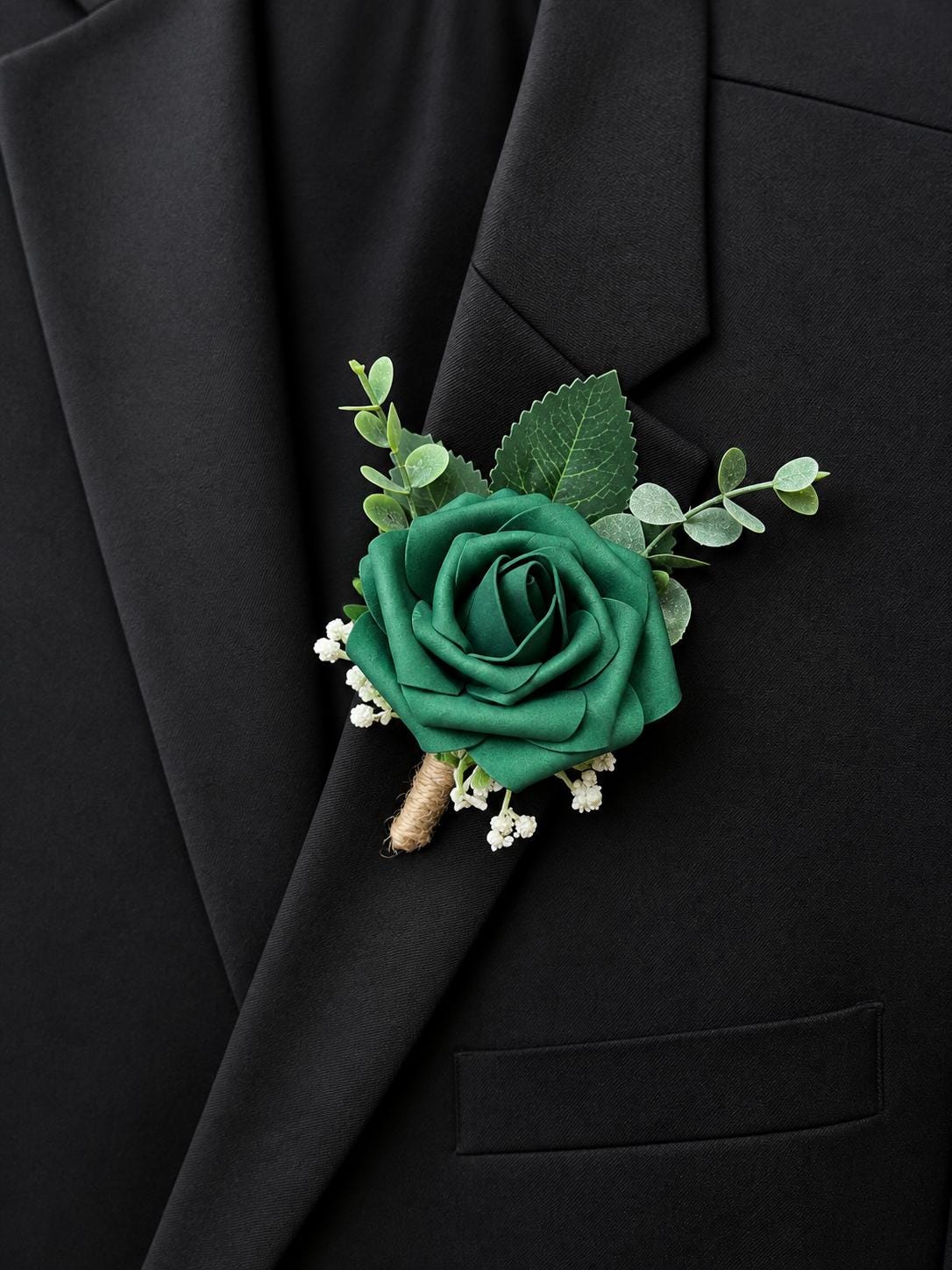 Rose Boutonniere with Eucalyptus - Wedding, Prom & Homecoming Flowers