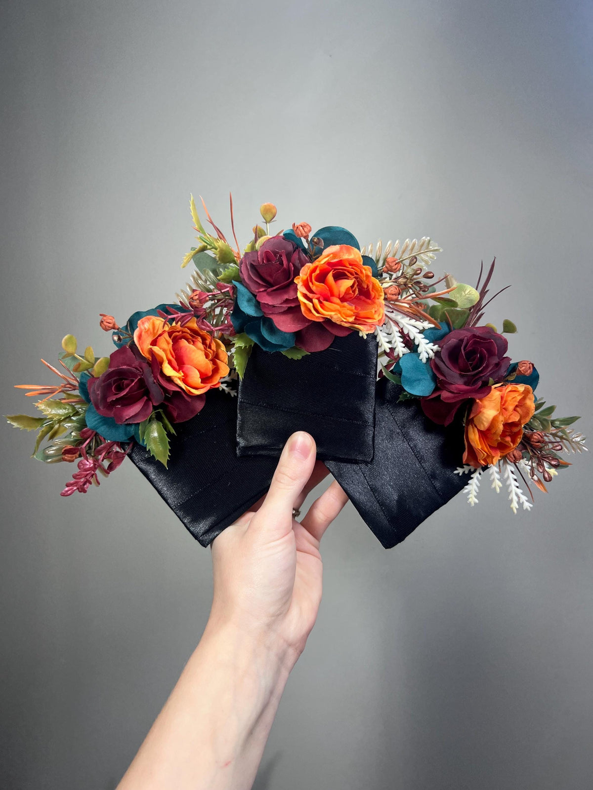 Teal Orange Pocket Boutonniere, Wedding Burnt Orange Burgundy Teal Blue Floral Square Boutonnière , Fall Groom Groomsmen Pocket Flowers