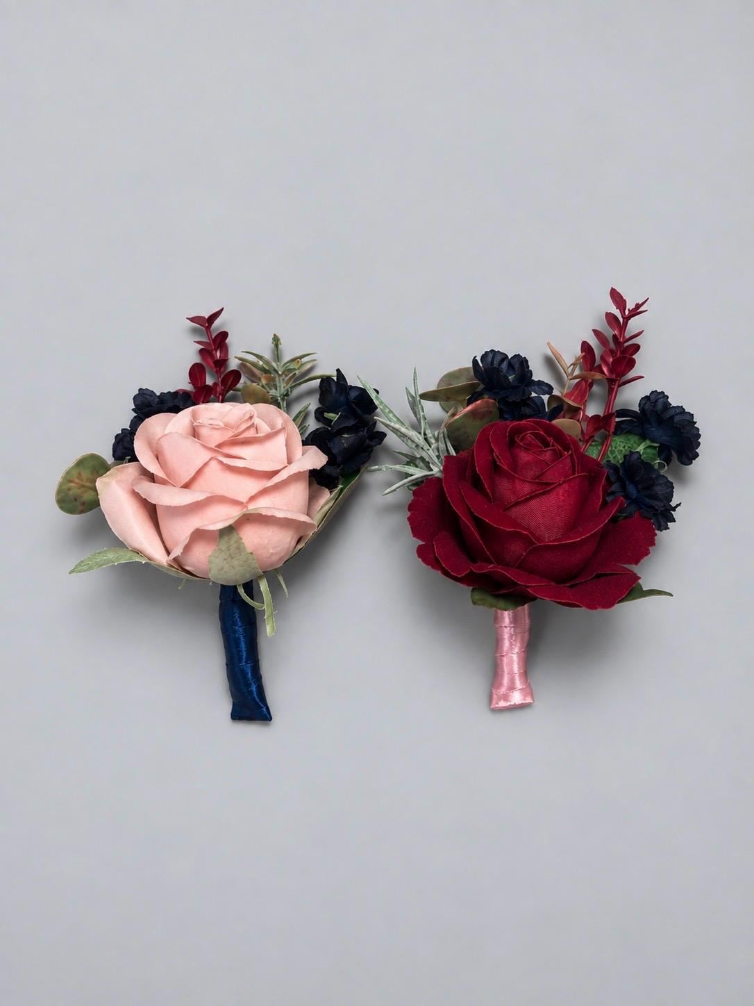 Burgundy Blush Pink Boutonnière, Wedding Groom Boutonnière Pin on, Groomsmen Dusty Rose Navy Blue Lapel Flower, Artificial Flowers