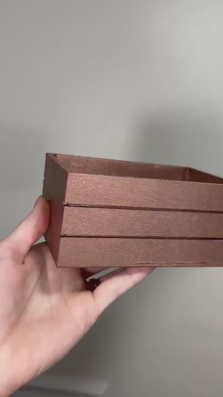 Small Wooden Crate Wedding Centerpiece container Vase Custom Stained Wood Box Wedding White Candle Holder Decoration Organizer Home Decor