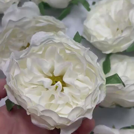 White Peony Artificial Flowers Head Rose White Cabbage Rose Ivory Wedding Fake Roses White Home Decor Flower White Wedding Supplies Craft