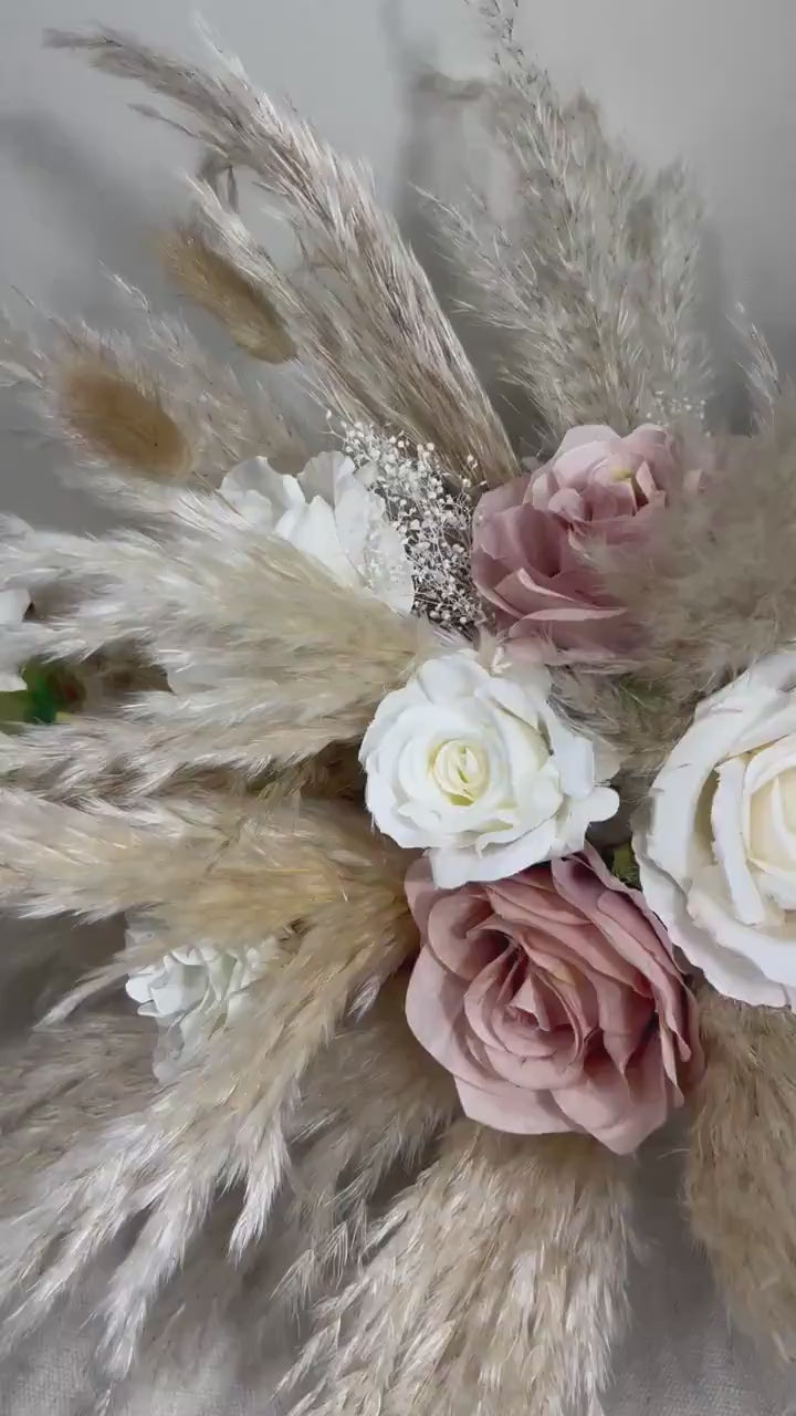 Wedding Centerpiece Dusty Rose Boho Table Decor White Centerpiece Pink Wedding Table Centerpiece Pampas Grass Artificial Flower Dried