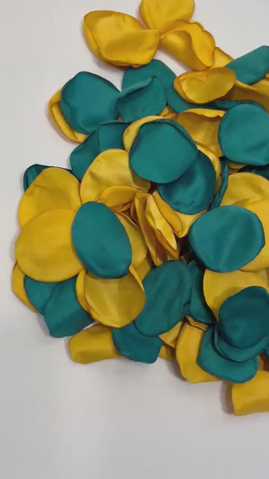Teal Petals Wedding Decor Flower Girl Petals Dark Teal Gold Wedding Aisle Decor Flower Petals Teal Ceremony Gold Confetti