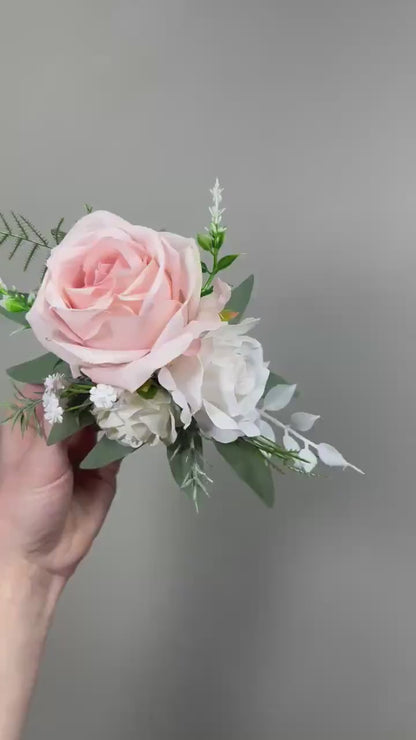 Blush Cake Flowers, Blush Pink White Wedding Cake Decor, Baby Pink Ivory Roses Cake Topper, Rustic Cake Flowers Artificial