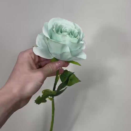Teal Sea Glass Beach Mint Rose Artificial Flower Heads On Stem Light Teal Aqua Mist Ocean Breeze Coastal Blue Ocean Sage Green Seafoam Craft