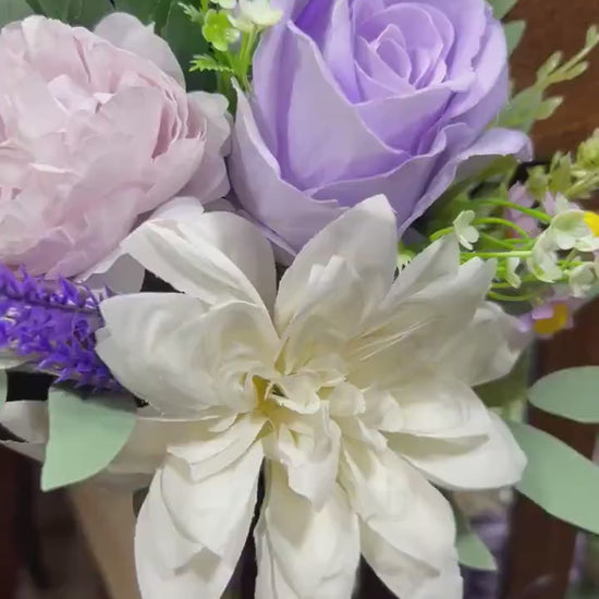 Purple Pew Decor Wedding White Aisle Decoration Purple Ceremony Decor Lavender Chair Decoration White Purple Aisle Marker Wild Flower Violet