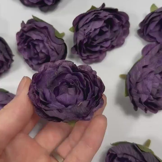 Purple Flower Head 1.5 “ Wedding Dark Purple Flower Heads Rose Deep Purple Wedding Craft Supplies Plum Artificial Rose Head Dark Purple