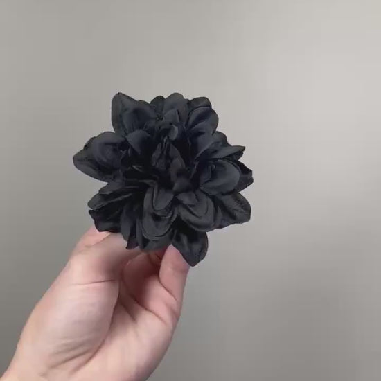 Black Dahlia Artificial Flower 3”, Gothic Wedding Decor, DIY Floral Embellishment, Black Flower Heads, Craft Supplies Bouquet Dahlia