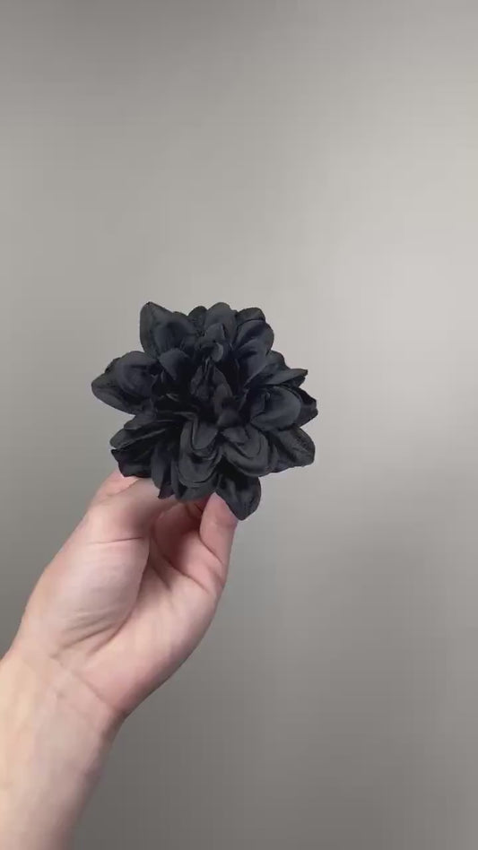 Black Dahlia Artificial Flower 3”, Gothic Wedding Decor, DIY Floral Embellishment, Black Flower Heads, Craft Supplies Bouquet Dahlia