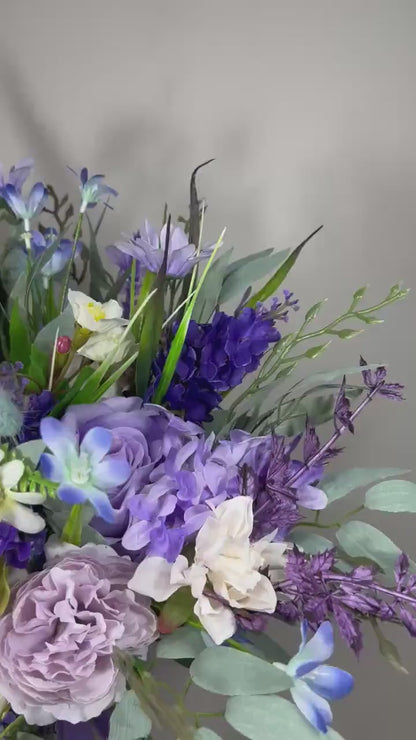 Wild Flower Bouquet Wedding Bridal Purple Bouquet Lavender Plum Bridesmaids Bouquet Dark Purple White Bouquet Blue Wildflowers Spring Lilac