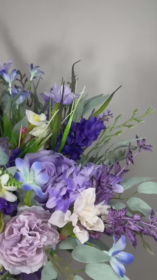 Wild Flower Bouquet Wedding Bridal Purple Bouquet Lavender Plum Bridesmaids Bouquet Dark Purple White Bouquet Blue Wildflowers Spring Lilac