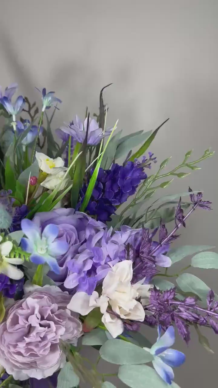 Wild Flower Bouquet Wedding Bridal Purple Bouquet Lavender Plum Bridesmaids Bouquet Dark Purple White Bouquet Blue Wildflowers Spring Lilac