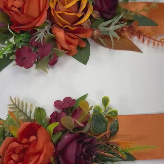Flower Belt Orange Burgundy Flower Girl Sash Terracotta Wine Red Wedding Rustic Burnt Orange Artificial Flower Bridesmaids Sash Bridal Dress