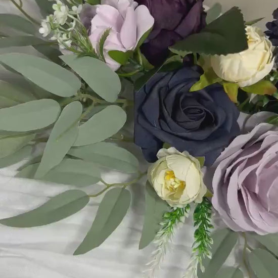 Wedding Centerpiece Purple Table Ivory Decor  White Centerpiece Navy Blue Wedding Table Centerpiece Plum Lavender Artificial Flower