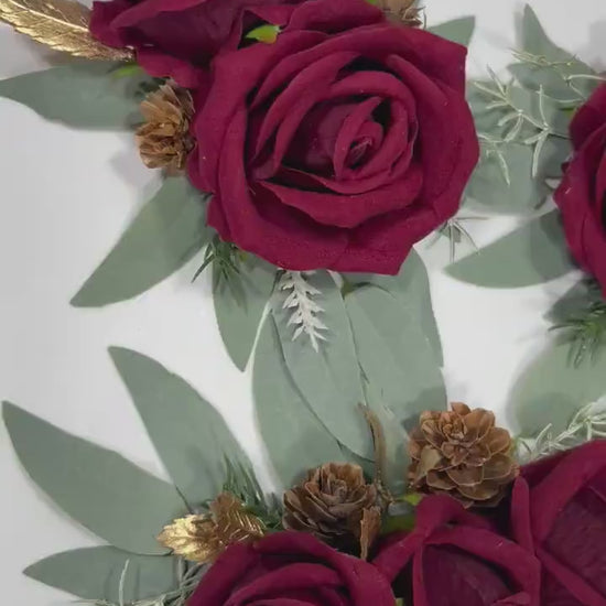 Wedding Cake Decor Christmas Burgundy Cake Topper Decoration Cake Arrangements Wedding Burgundy Cake Decor Gold Wedding Artificial Flowers