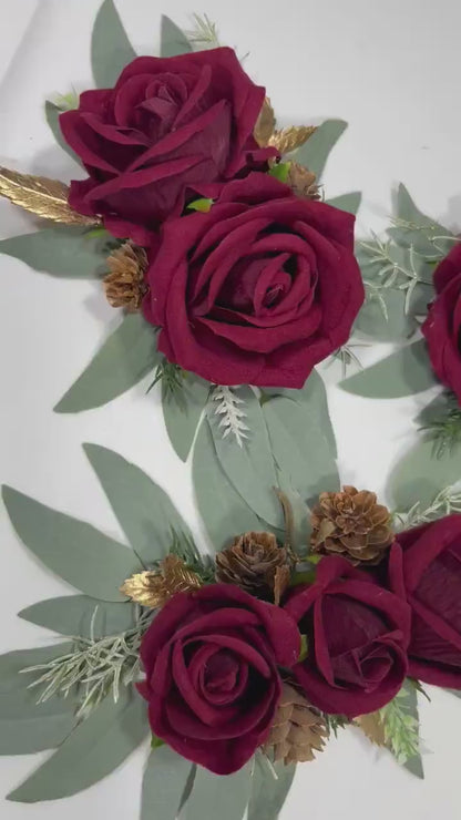 Wedding Cake Decor Christmas Burgundy Cake Topper Decoration Cake Arrangements Wedding Burgundy Cake Decor Gold Wedding Artificial Flowers