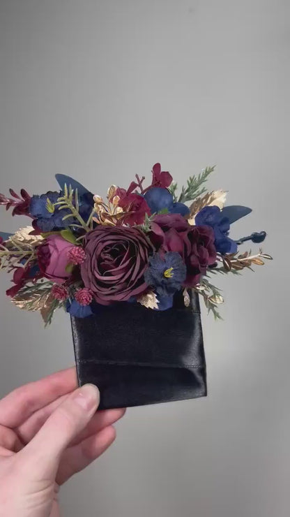 Burgundy Navy Blue Pocket Boutonnière Wedding Navy Blue Burgundy Boutonniere Pocket Groom Maroon Dark Blue Boutonnière Square Groomsmen