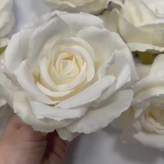 White Rose Flower Heads 4” Wedding White Rose Artificial Ivory Wedding Silk Roses White Home Decor White Roses Wedding DIY Craft Supply
