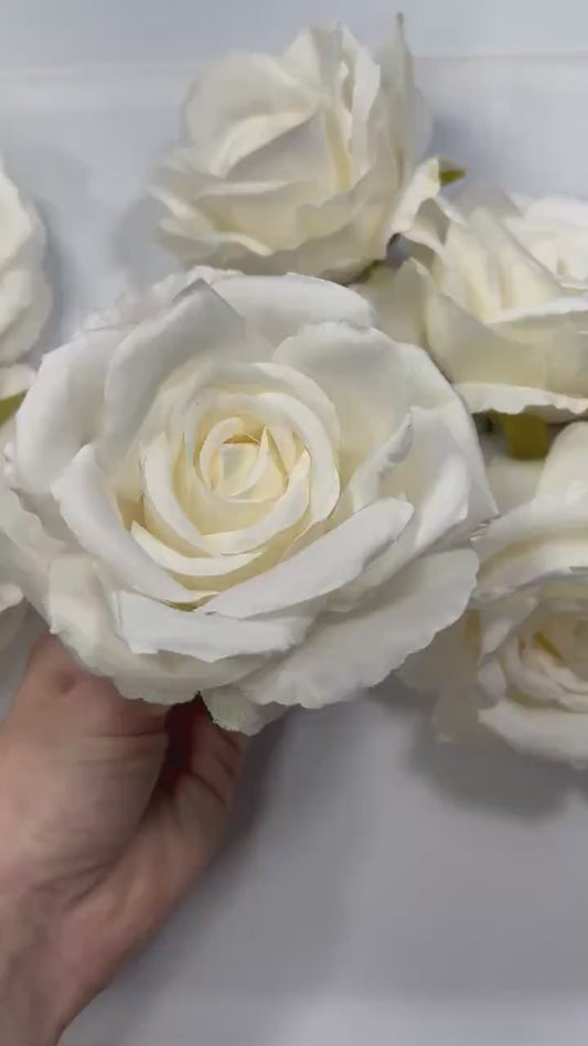 White Rose Flower Heads 4” Wedding White Rose Artificial Ivory Wedding Silk Roses White Home Decor White Roses Wedding DIY Craft Supply