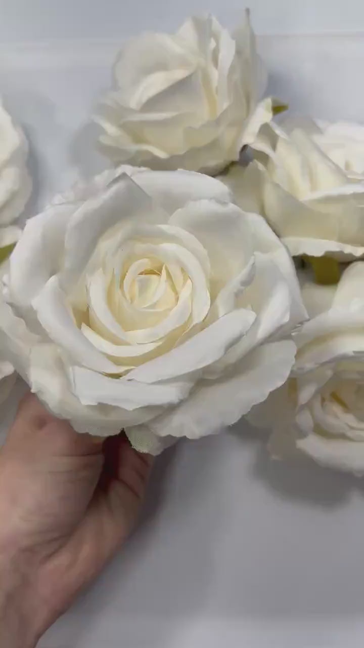 White Rose Flower Heads 4” Wedding White Rose Artificial Ivory Wedding Silk Roses White Home Decor White Roses Wedding DIY Craft Supply