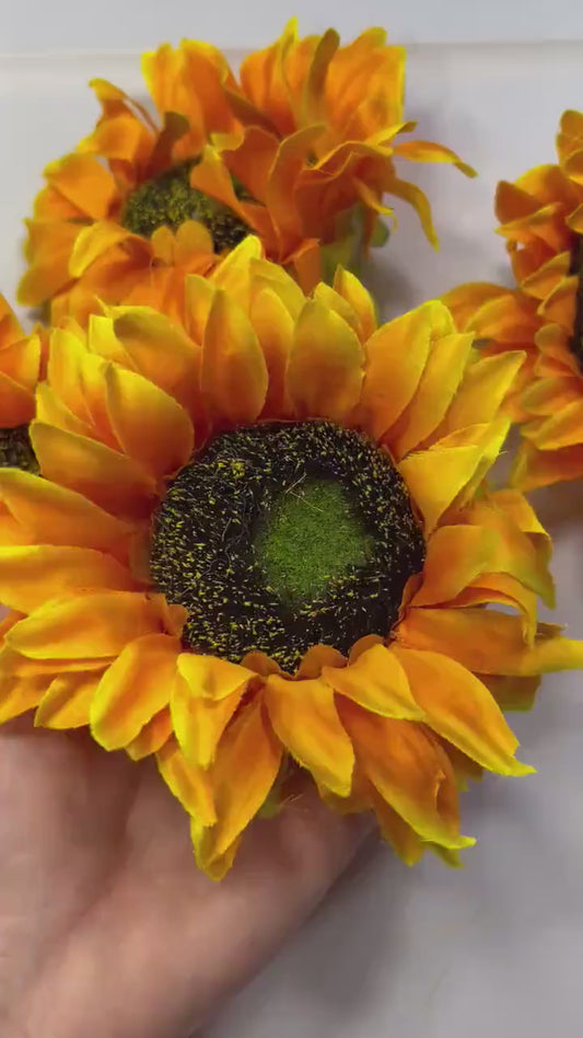 Sunflower Head Flower Artificial Wedding Sunflower Head 4.5 inch Flower Head Sunflower DIY Wedding Supplies Craft Sunflower Big Fake Flower