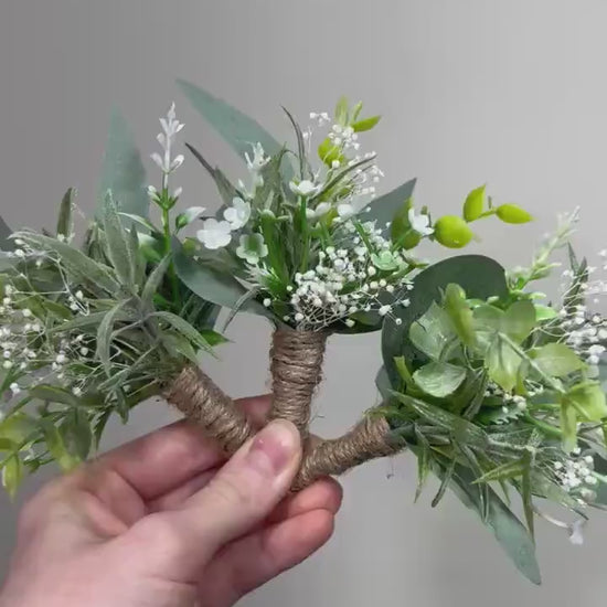 Greenery Boutonniere Wedding Groom Eucalyptus Boutonniere Buttonhole Greenery Boutonniere Baby Breath Eucalyptus Groomsmen Prom Boutonnere