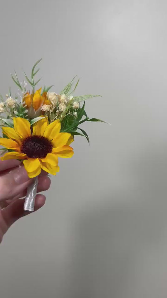 Sunflower Boutonniere Burgundy Groom  Boutonnières Groomsmen Sunflower Boutonnière Red Groom Fall Sunflower Artificial Flowers