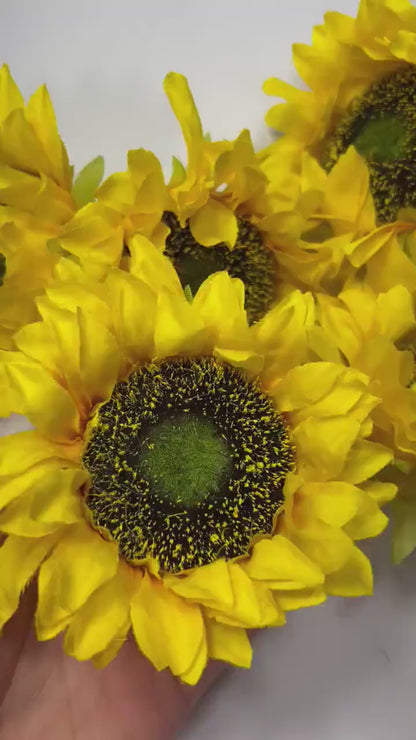 Sunflower Head Flower 3.5 inch Artificial Wedding Sunflower Head Flower Head Sunflower DIY Wedding Supplies Craft Sunflower Big Fake Flower