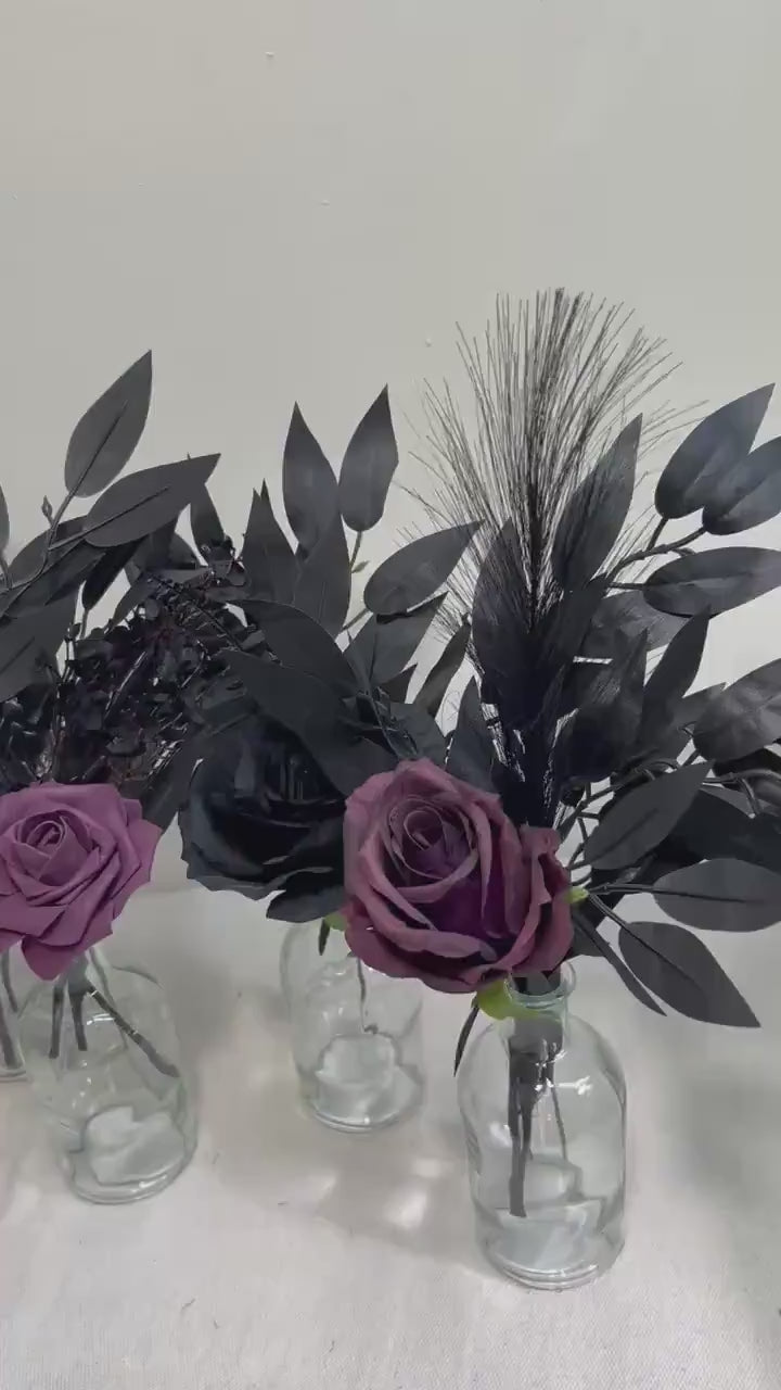 Black Plum Centerpiece Wedding Orange Black Gothic Single Flower Table Centerpiece for Bud Vase Dark Purple Halloween Artiricial Flower