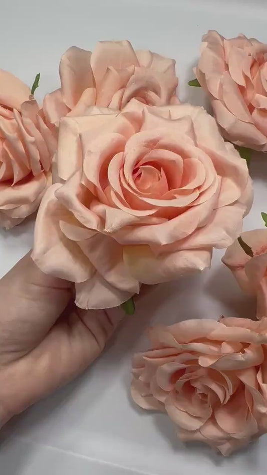 Coral Flower Head 4" Artiricial Rose Peach Flower Wedding Blush Artificial Head Rose Pink DIY Salmon Pink Rose Craft Wedding Supplies