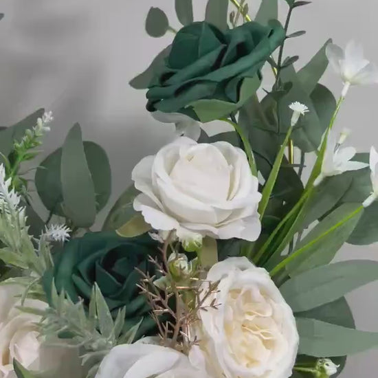 Emerald Green Hoop Floral Wedding White Hoop Hunter Green Gold Alternative  Bridesmaids Bouquet Ring Wreath Flower Girl Hoop Dark Green