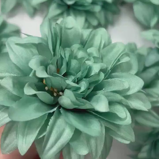 Teal Flower Heads 3.5" Wedding Turquoise Dahlia Artificial Aqua Flowers Sea Glass Flowers Heads Wedding Supplies Craft Teal Blue Silk Flower
