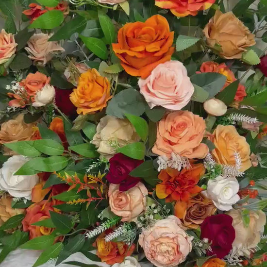 Wedding Aisle Marker Flower Floor Arrangement Whiskey Barrel Décor White Orange Ground Arch Burgundy Ivory Terracotta Peach Burnt