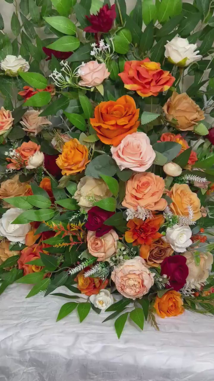 Wedding Aisle Marker Flower Floor Arrangement Whiskey Barrel Décor White Orange Ground Arch Burgundy Ivory Terracotta Peach Burnt