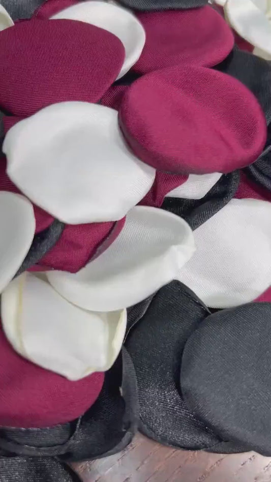 Black White Burgundy Petals Wedding Decor Black Burgundy White Petals Wedding Black Ivory Petals Confetti Bridal Shower Petals Flower