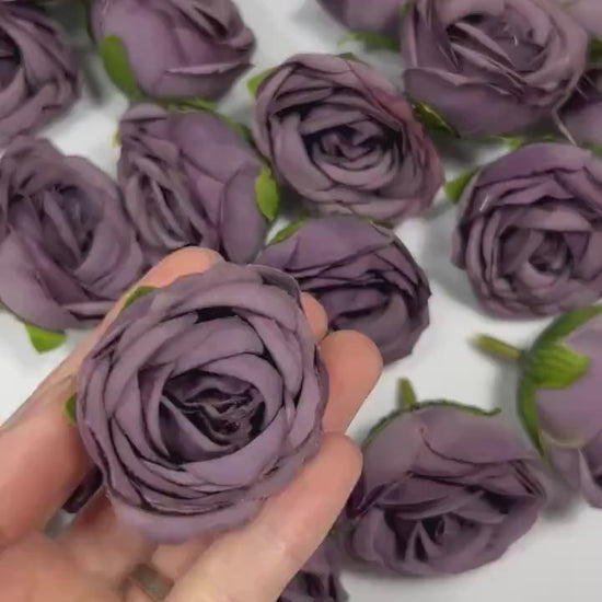 Plum Flower Head 1.5 “ Wedding Dark Purple Flower Heads Rose Deep Purple Wedding Craft Supplies Plum Artificial Rose Head Dark Purple
