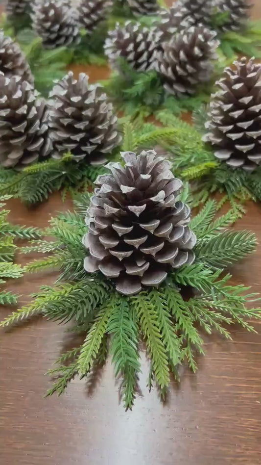 Mini Christmas Centerpiece Wedding Pine Cones Winter Decor Rustic Table Arrangement Party Decoration Small Evergreen Artificial Pine Tree