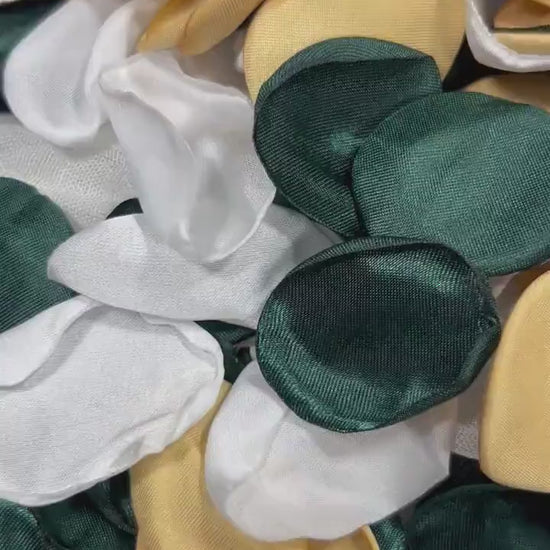 Green Petals Gold Wedding Decor Flower Girl Petals Emerald Green White Wedding Aisle Decor Flower Petals Gold Forest Green Confetti