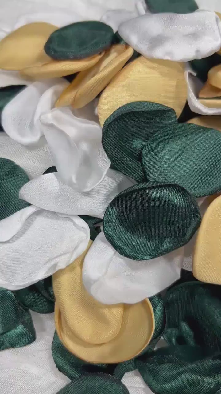 Green Petals Gold Wedding Decor Flower Girl Petals Emerald Green White Wedding Aisle Decor Flower Petals Gold Forest Green Confetti