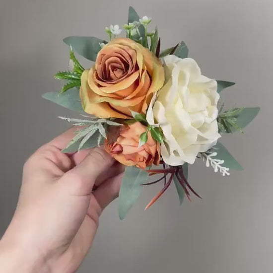 Orange Cake Decoration Terracotta Cake Topper White Orange Decor Cake Arrangements Ivory Wedding Cake Decoration Rust Flower Topper