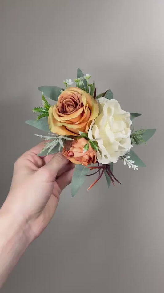 Orange Cake Decoration Terracotta Cake Topper White Orange Decor Cake Arrangements Ivory Wedding Cake Decoration Rust Flower Topper