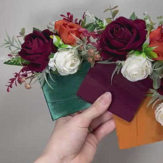 Burgundy Corsage Wedding Wrist Corsage White Terracotta Bridesmaids Corsage Burgundy Orange Corsage Mom Ivory Rust Pocket Boutonniere